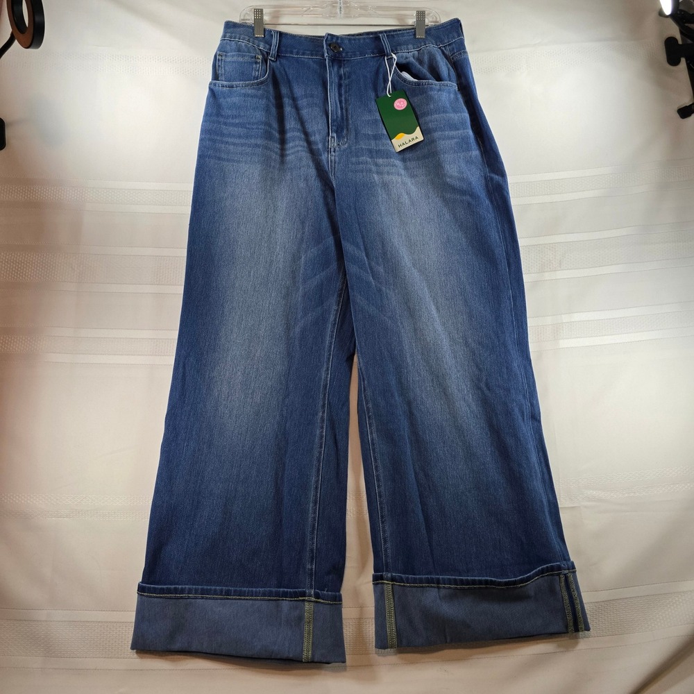 Halara Flex™ High Waisted Rolled Hem Wide Leg Jeans